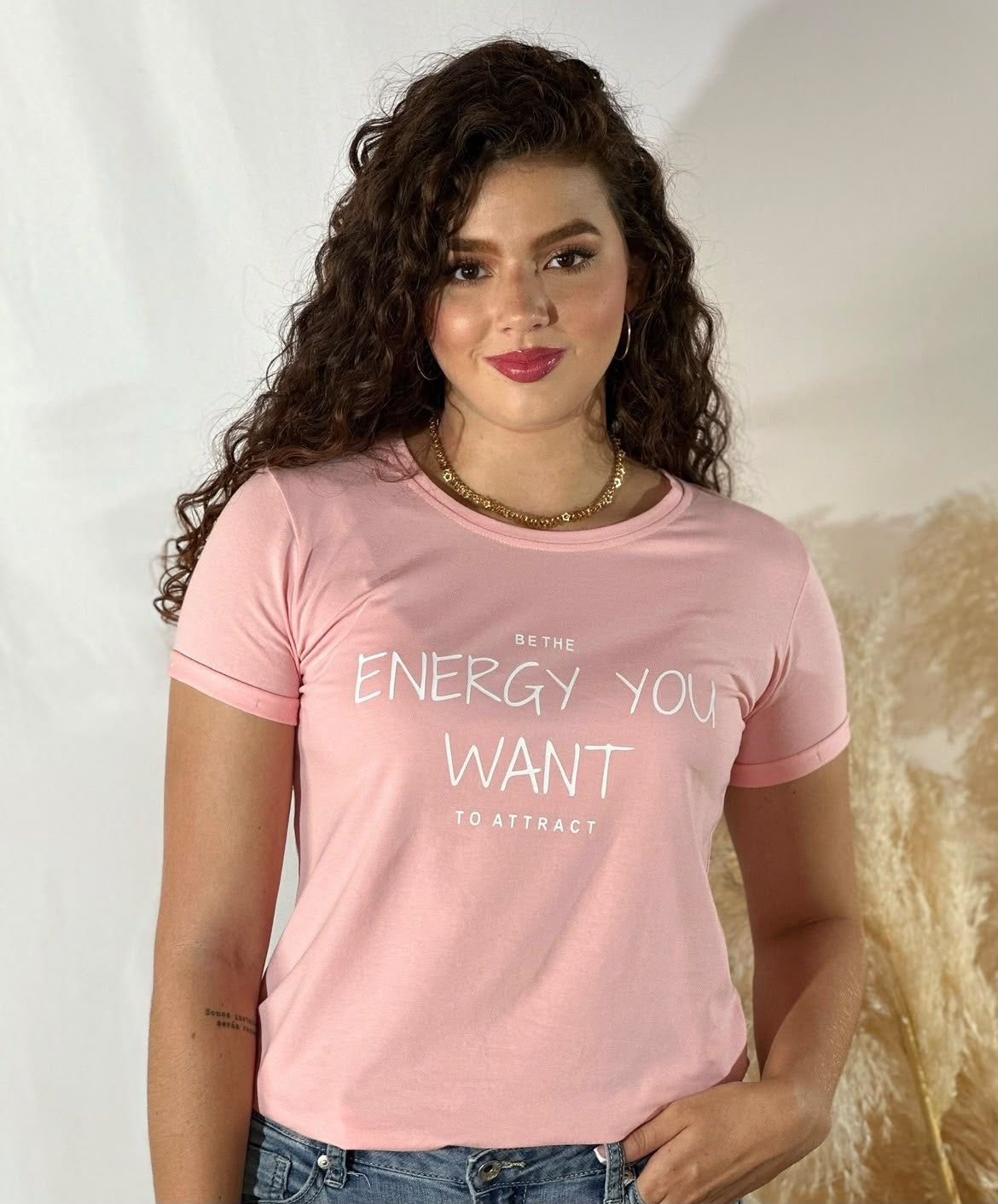 Camiseta Esencial Dama - Energy You Want color Rosado - Basictex