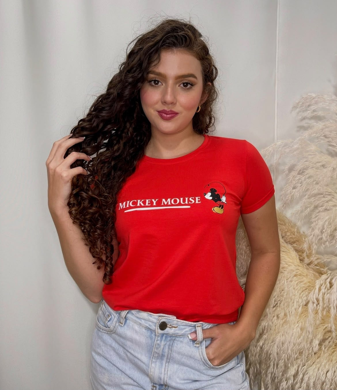 Camiseta Esencial Dama - Icon Pop color Rojo - Basictex