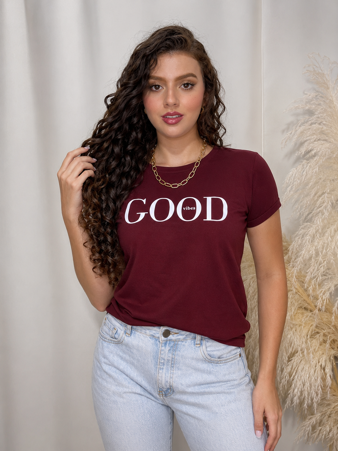 Camiseta Esencial Dama - Good Vibes