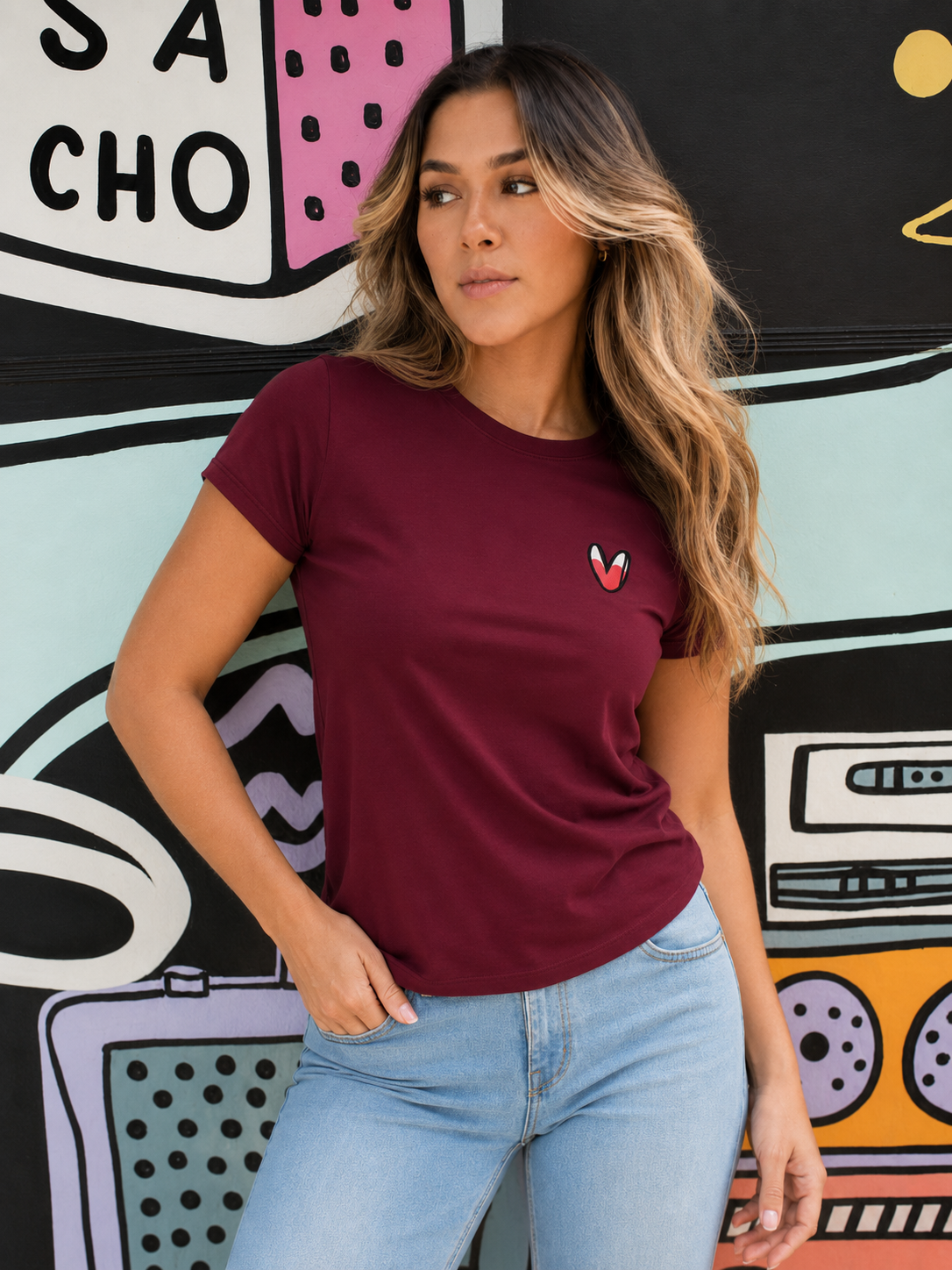 Camiseta Esencial Dama - Corazón Mini