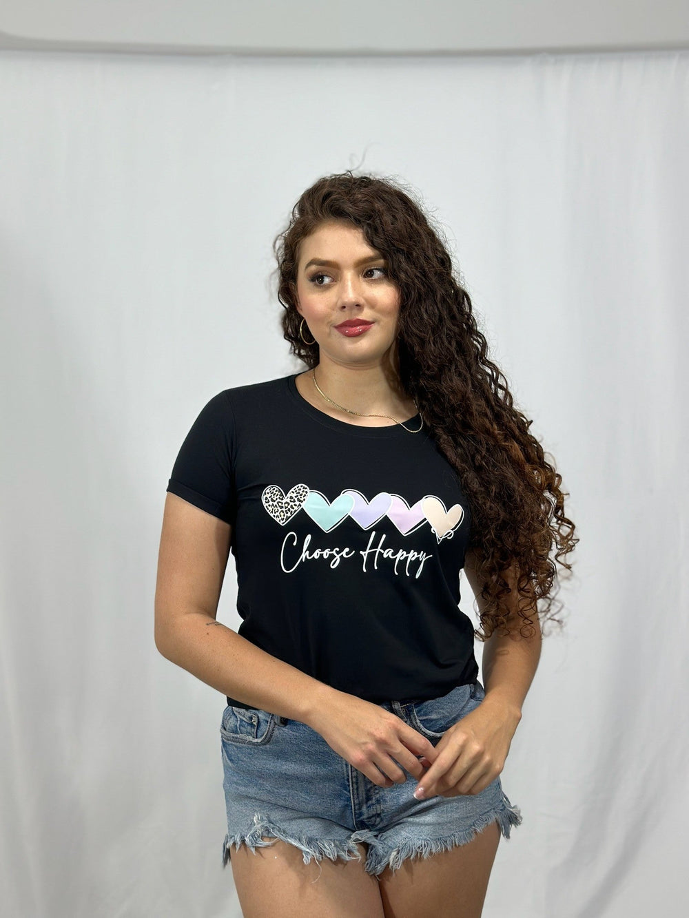 Camiseta Esencial Dama Choose Happy - BASICTEX