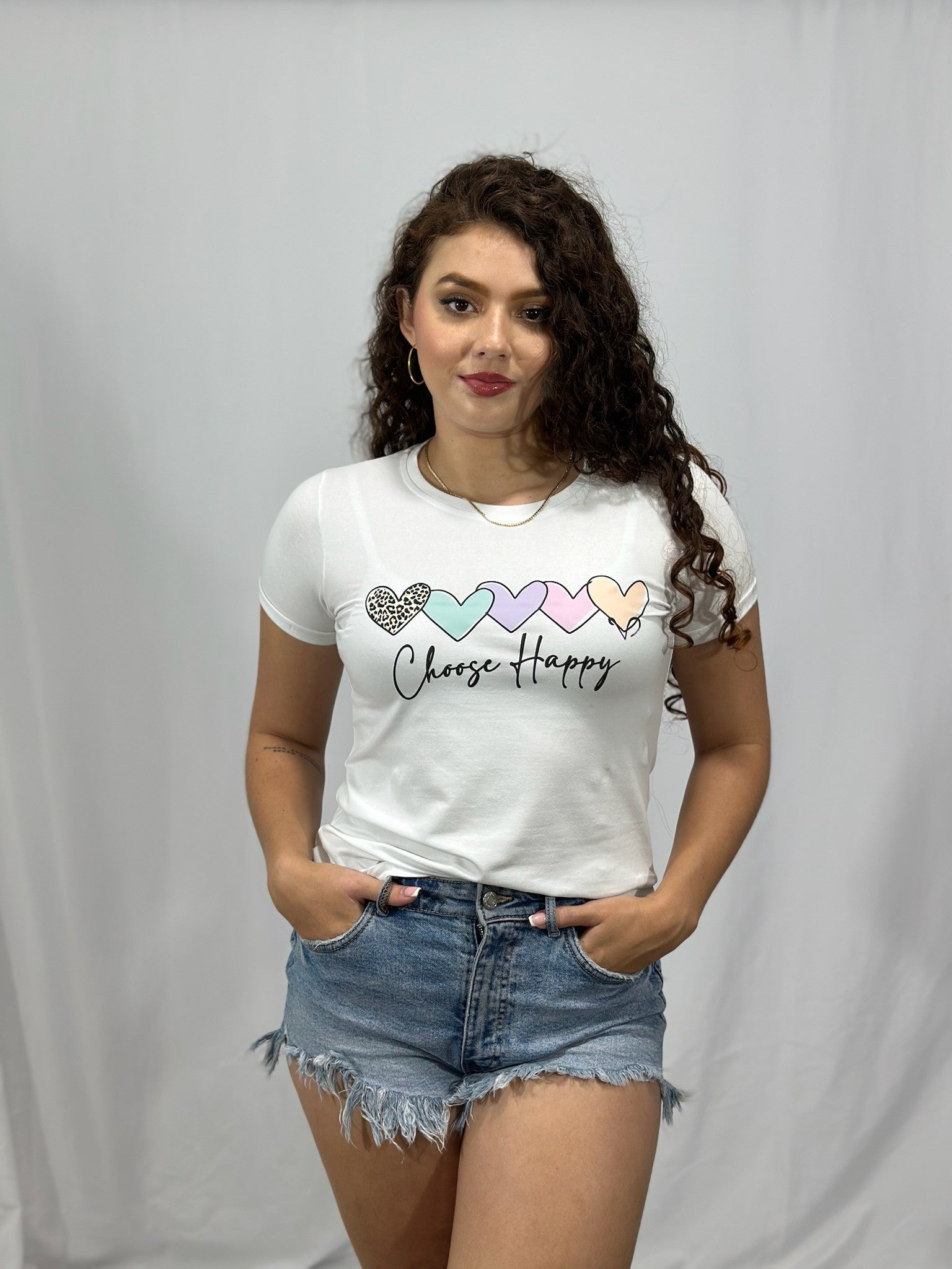 Camiseta Esencial Dama Choose Happy - BASICTEX