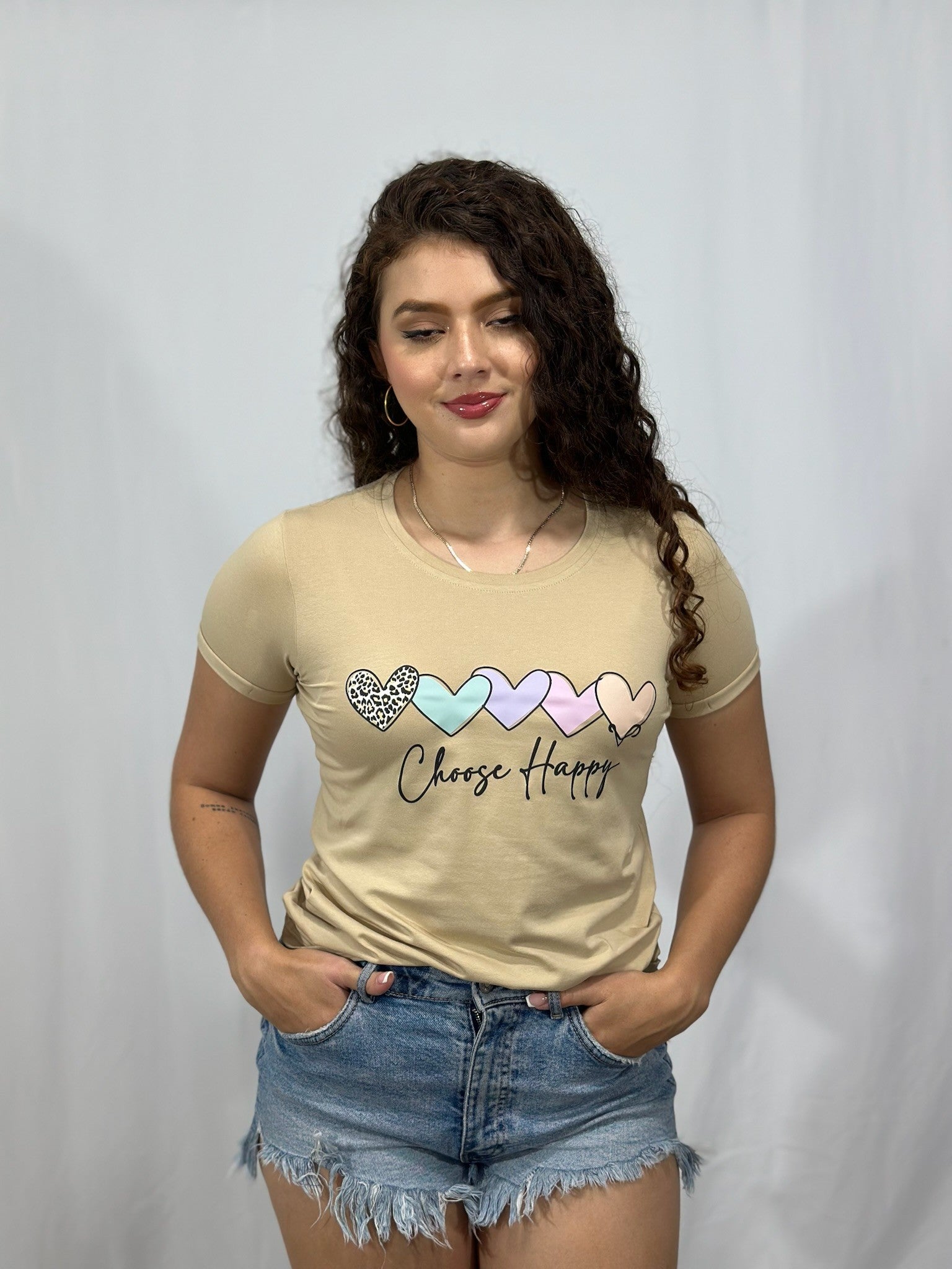 Camiseta Esencial Dama Choose Happy - BASICTEX