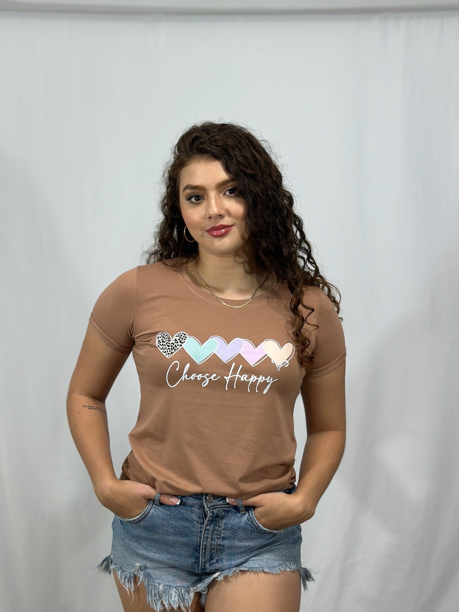 Camiseta Esencial Dama Choose Happy - BASICTEX