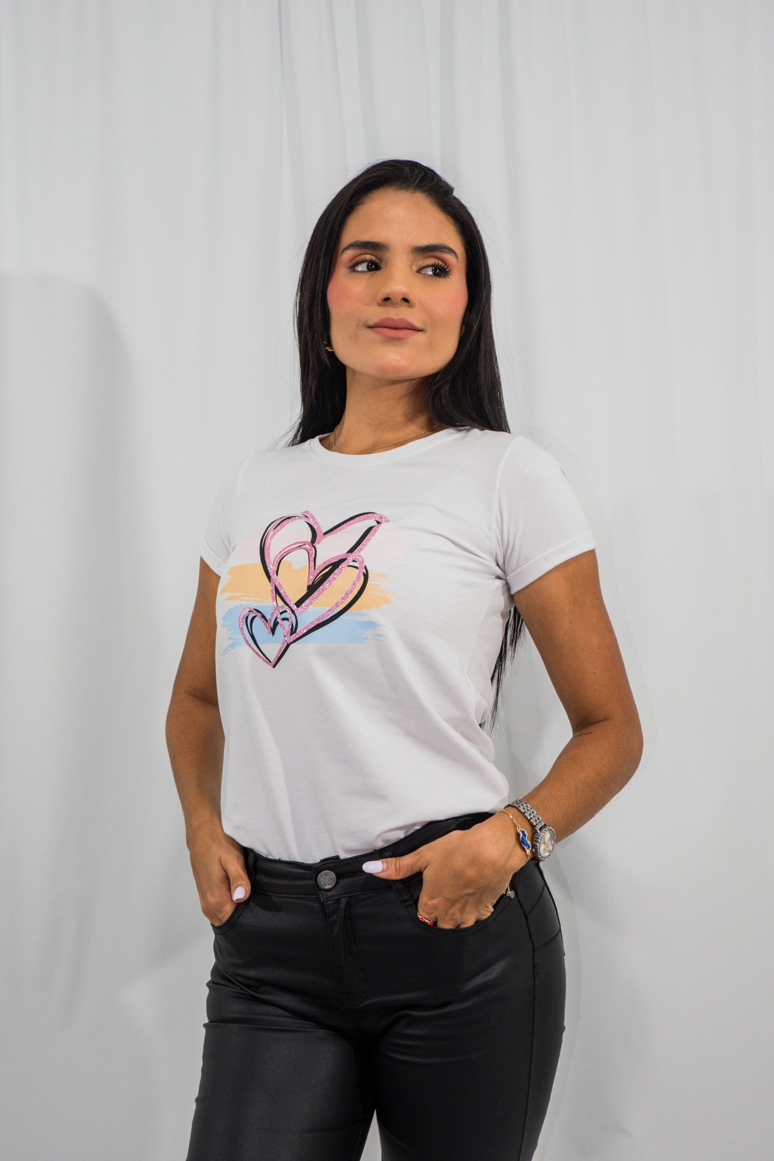 Camiseta Esencial Dama Wild Hearts - BASICTEX