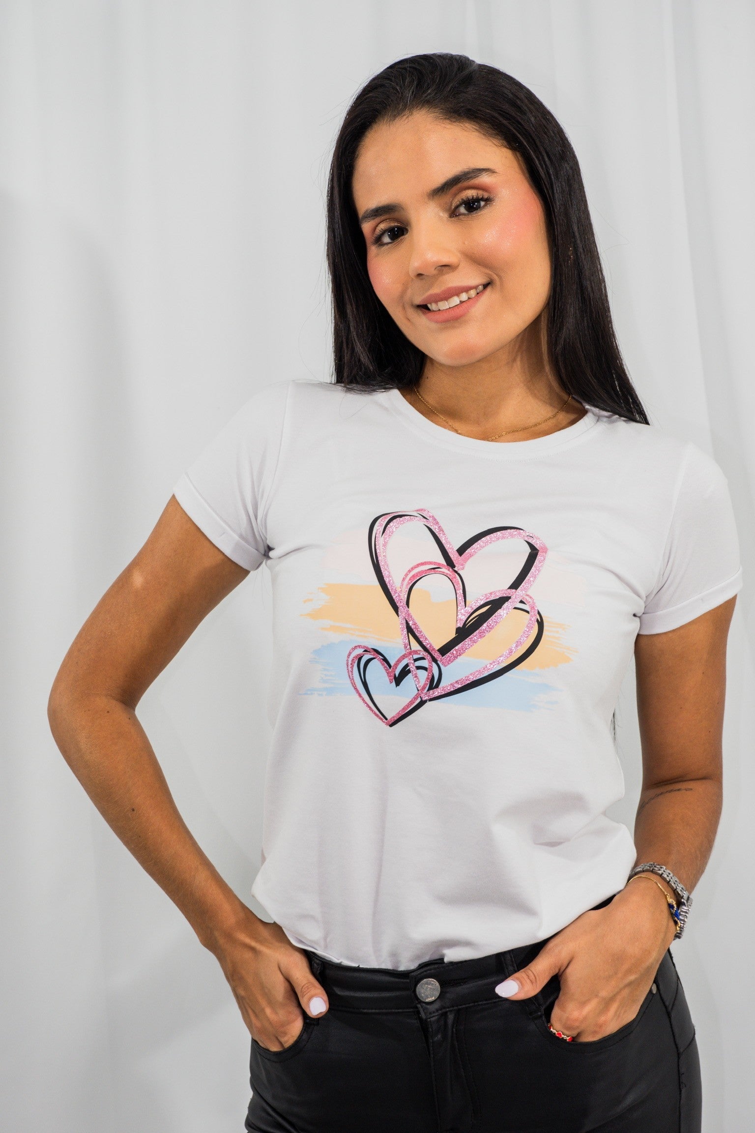Camiseta Esencial Dama Wild Hearts - BASICTEX