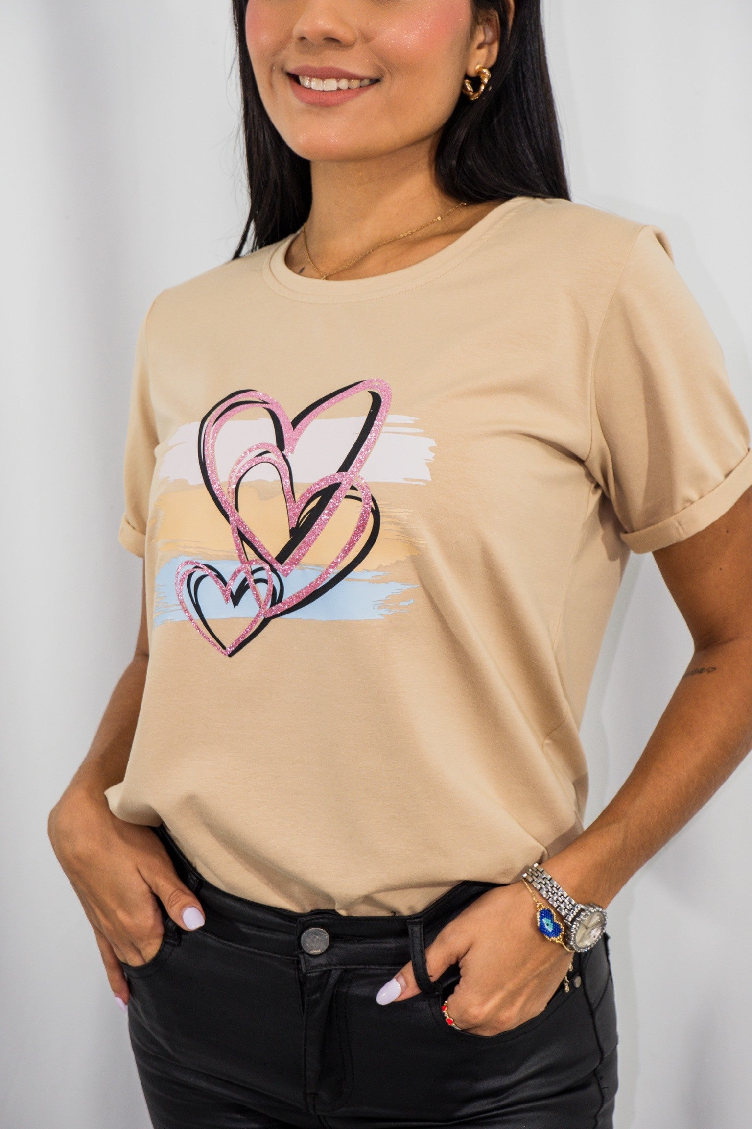 Camiseta Esencial Dama Wild Hearts - BASICTEX