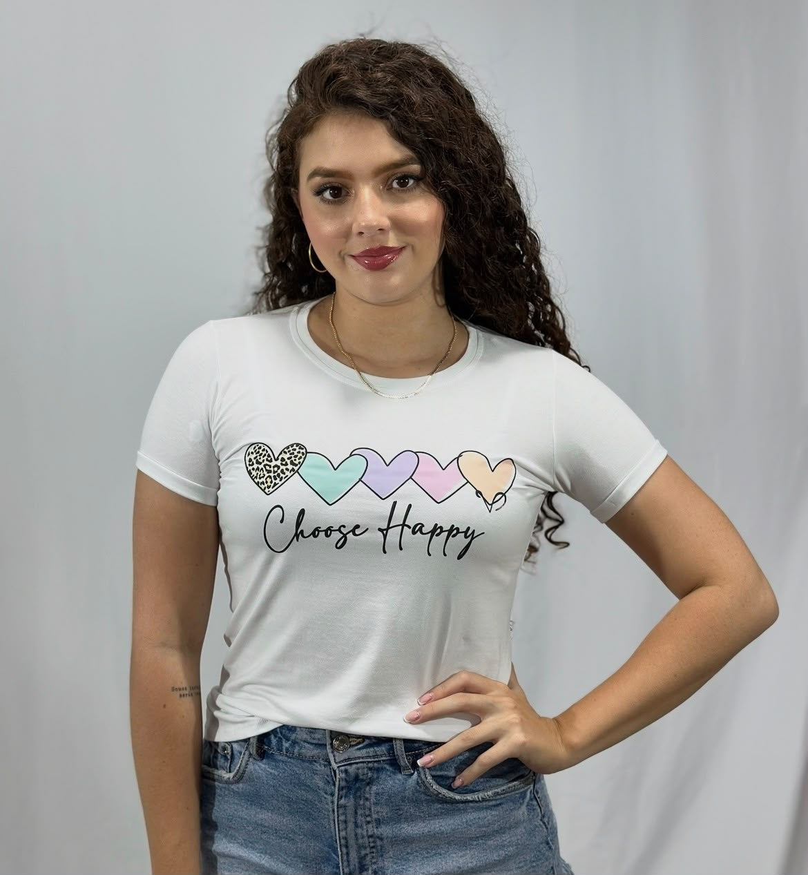 Camiseta Esencial Dama - Choose Happy - Basictex