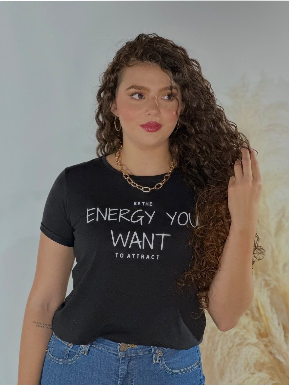 Camiseta Esencial Dama - Energy You Want color Negro - Basictex