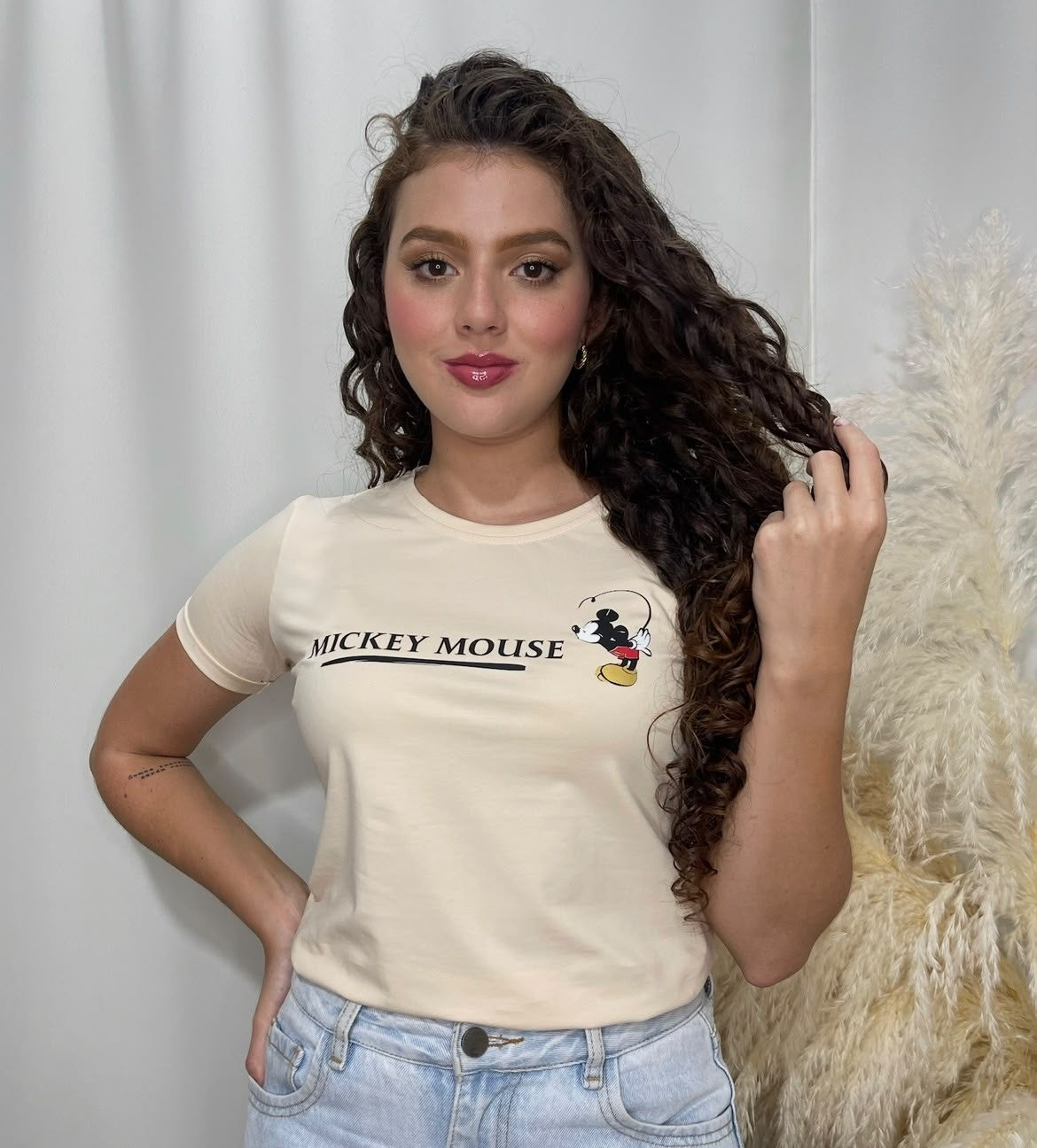 Camiseta Esencial Dama - Icon Pop color Marfil - Basictex